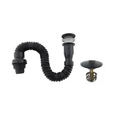 DESAGUE PUSH LVM SIN REBOSE NEGRO + SIFON FLEXIBLE