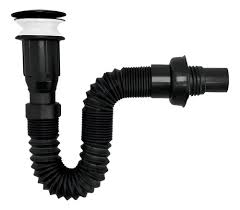 DESAGUE PUSH LVM CON REBOSE NEGRO + SIFON FLEXIBLE