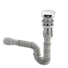 DESAGUE PUSH LVM SIN REBOSE SATINADO + SIFON FLEXIBLE