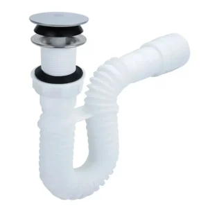 DESAGUE PUSH LVM CON REBOSE SATINADO + SIFON FLEXIBLE